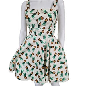IXIA Fold Over Pinup Pineapple Fit And Flare Mini Dress Size M